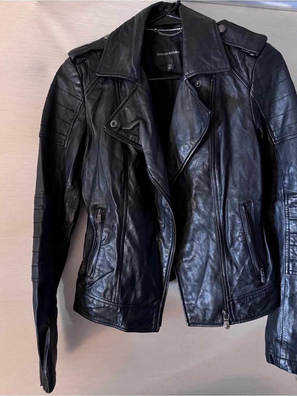 Banana Republic Black Leather Moto-Style Jacket